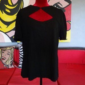 NWT  Keyhole Front Black Short-Sleeved Blouse, XXL